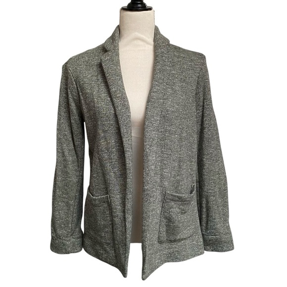 Lauren Conrad Green Gray Knit Blazer Open Front Cotton Sweater Jacket Size XS - Picture 1 of 14